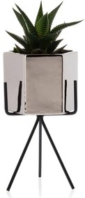KERAMICKÝ KVETINÁČ SO STOJANOM SASHI 20X9,5 CM STRIEBORNÁ