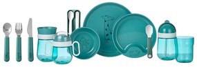 Nerezový detský príbor v tyrkysovej a striebornej farbe 3 ks Deep turquoise – Mepal