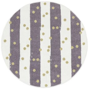 Koberec LIMA M044A krémový / fialový / zlatý kruh