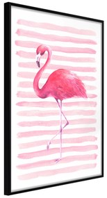 Artgeist Plagát - Flamingo and Stripes [Poster] Veľkosť: 20x30, Verzia: Čierny rám