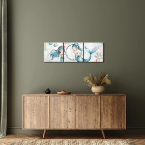 Obraz - Morské panny (s hodinami) (90x30 cm)