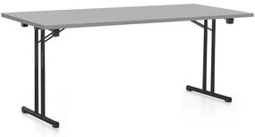Skladací stôl 180 x 80 cm, čierna podnož, svetlo sivá
