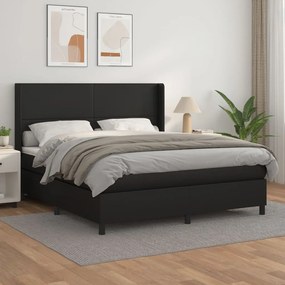 Boxspring posteľ s matracom čierna 180x200 cm umelá koža 3132393