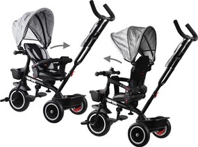 Detský trojkolka Tiny Bike 3v1 so strieškou, otočná SP0650 sivý