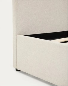 Béžová čalúnená dvojlôžková posteľ s úložným priestorom s roštom 180x200 cm Nahiri – Kave Home