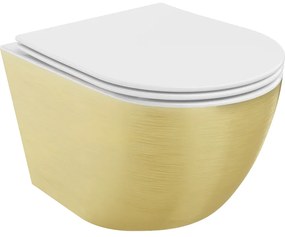 Mexen Lena WC misa Rimless s pomaly padajúcim sedátkom, duroplast, biela/Zlatá čiarový vzor - 30224007