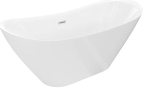 Mexen Lotos, voľne stojaca vaňa 140 x 75 cm, biela, prepad brúsený nikel, 52051407700-97