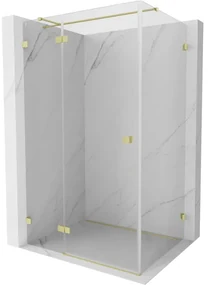 Mexen Lunar T, sklápací sprchový kút ľavý 110 x 70 cm, 8mm číre sklo, zlatý kartáčovaný - 834T-110-070-55-00-L