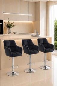 LuxuryForm DESIGN Barová stolička AMALFI VELUR na striebornom tanieri - čierna
