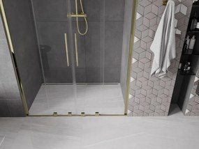 Mexen Velar Duo, posuvné dvere do otvoru 160x200 cm, 8mm číre sklo, zlatá lesklá, 871-160-000-02-50