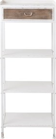 Biely antik kovový policový regál so šuplíkom Valio White - 54*38*140cm