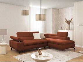 Ženilková rohová pohovka v terakotovej farbe (pravý roh/do L) Marbeya – Ropez