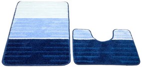 Sada kúpeľňových koberčekov COMO modrá / krémová, pruhy