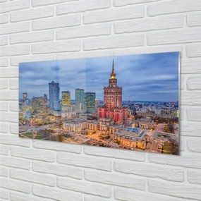 Sklenený obraz Warsaw Panorama západu slnka 125x50 cm