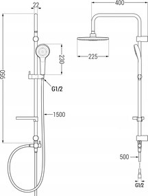 Mexen sprchový set X+C142405 s hornou hlavicou 22,5cm, biela, 798050591-20