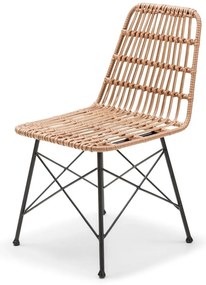 Súprava 4 ratanových jedálenských stoličiek Gabriela a čierneho stola Strong - Bonami Essentials