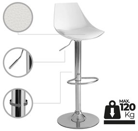 Biele barové stoličky s nastaviteľnou výškou z imitácie kože v súprave 2 ks (výška sedadla 56,5 cm) – Casa Selección