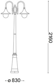 Ideal Lux - Vonkajšia lampa CIMA 2xE27/52W/230V 216 cm IP43 antracit