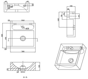 Čierne kamenné umývadlo 30x30 cm Blok – Sapho