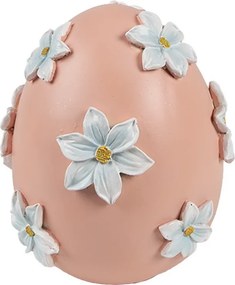 Dekorácia ružové vajíčko s bielymi kvetmi - Ø 11*13 cm