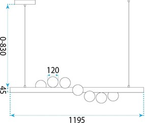 Toolight Toolight, závesné stropné svietidlo 120cm, 7xG9, APP1907-7CP, hnedá, OSW-66580
