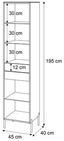 VITRÍNA NESSIE KAŠMÍR + ZLATÁ NA NOŽIČKÁCH 45 x 195 cm