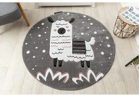 Detský kusový koberec Lama sivý kruh 160cm