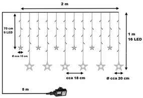 VOLTRONIC Vianočný záves,svietiace hviezdy, 150 LED, farebný