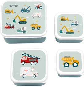 A Little Lovely Company - súprava štyroch desiatových škatuliek - vozidlá