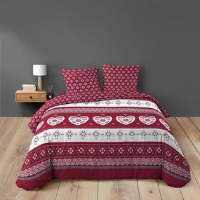 Červené predĺžené bavlnené obliečky na dvojlôžko 240x220 cm Alpage – douceur d'intérieur