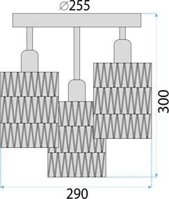 Toolight Toolight, stropné svietidlo 3xE27, APP1624-3C, hnedá-čierna, OSW-04127