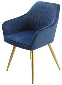 Čalúnená stolička LUX II modrá zamat + zlatá