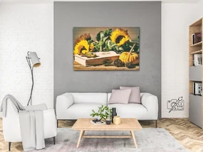 Gario Diamantové maľovanie Tekvica a slnečnica Rozmery: 80 x 60 cm, Rámovanie: S vnútorným rámom, Diamanty: Štvorcové