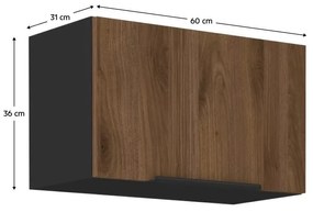 Horná kuchynská skrinka Monzesa 60 GU 36 1F (orech okapi + čierna) . Vlastná spoľahlivá doprava až k Vám domov. 1096949