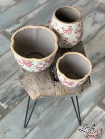 Retro obal na kvetináč s ružovými kvetmi Mali - Ø17 * 18 cm
