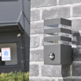 Vonkajšie nástenné svietidlo so senzorom TEKSAS 1xE27/12W/230V IP44 antracit