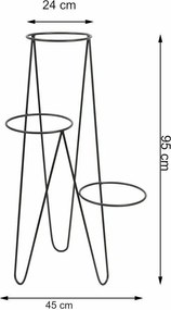 STOJAN NA KVETINÁČ TRIPOD 95X45X24 CM ČIERNA