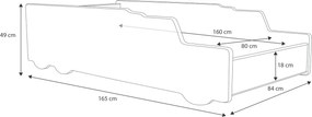 Detská posteľ s matracom Lorry 80x160 cm - červená / biela