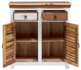 furniture-nabytek.cz - Masívna 2-dverová komoda Perth z recyklovaného tvrdého dreva, lakovaná, biela/barevná – 90×42×95 cm