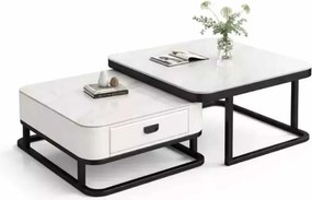 LuxuryForm DESIGN Konferenčný stolík ARAGON 70 × 70 / 60 × 60 cm – biely / biely mramor (set 2 ks)