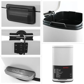 Matne biely nášľapný oceľový odpadkový kôš 50 l Akira – Spirella