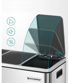 SongmicsHome Kôš na separovanie odpadu SORT 54l (3x18 l), nerezová