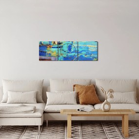 Obraz - Abstraktné olejomaľba (s hodinami) (90x30 cm)