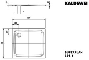 Sprchová vanička KALDEWEI Superplan 800 x 1000 x 25 mm alpská biela Protišmyková povrchová úprava Matná 447200012711