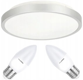BERGE Stropné LED svietidlo SEMO-R SILVER - 2xE27 IP20 + 2x E27 10W sviečka - teplá biela