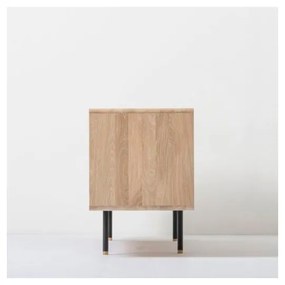 TV stolík z dubového dreva v čierno-prírodnej farbe 180x64 cm Fina – Gazzda