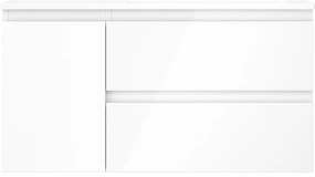 Mexen Orio, kúpeľňová skrinka 90 cm s pravým umývadlom Otis, 2S, 1D, biela lesklá, 91A13-09047-3-BBFFF00-W18P00