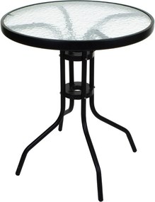 Záhradný sklenený stolík ISLAND – Ø60 cm, číre sklo/čierny