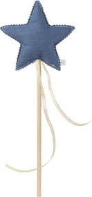 Ľanový čarovný prútik džínsový so zlatom