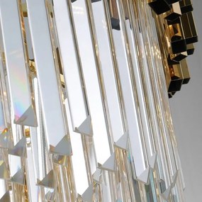 Toolight Toolight, kovové-krištáľové závesné svietidlo E14 60x30 cm 312355, zlatá, OSW-00683